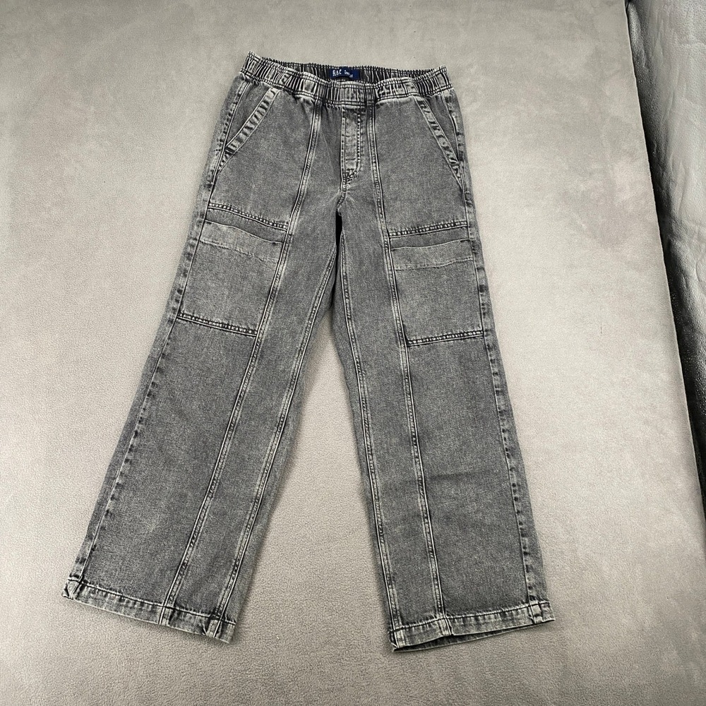 Gap Denim High Rise Wide Leg Elastic Waist Pull On Jeans Gray Washed Small